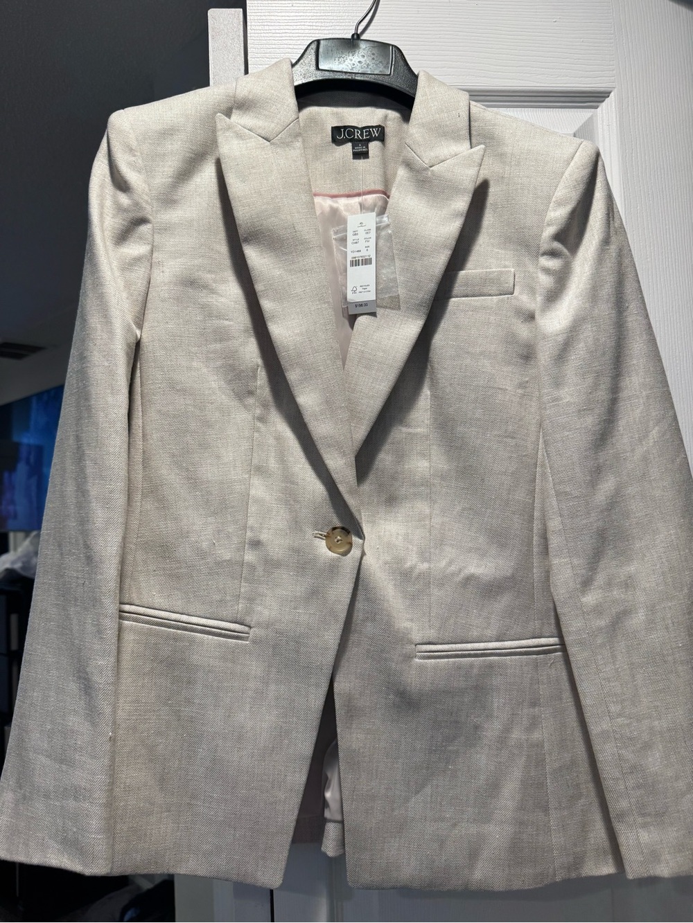 J. Crew Light Cream Linen-Blend Single-Button Blazer